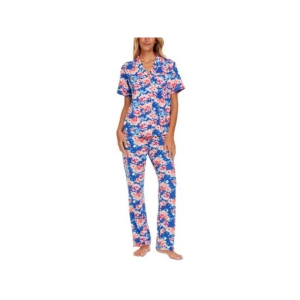 Flora by Flora Nikrooz Womens 2-Pc. Gabriella‎ Printe Blue Small